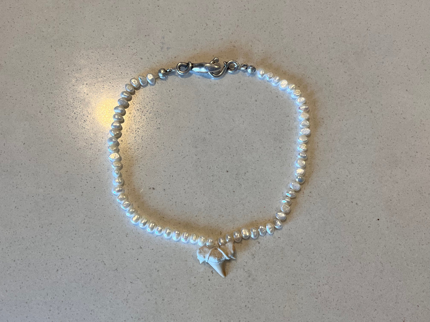 Shark tooth pearl necklace